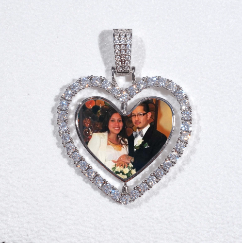3D Spinning 2-Faced Heart Custom Picture Pendant