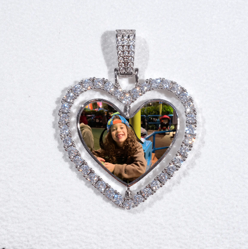 3D Spinning 2-Faced Heart Custom Picture Pendant