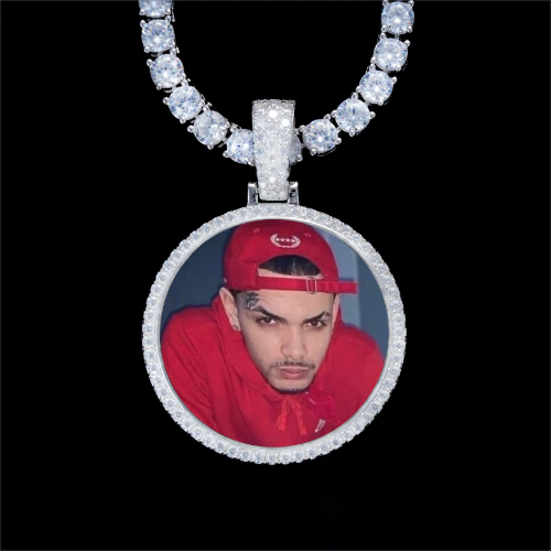 925S & VVS Moissanite 3D Circle Custom Picture Pendant