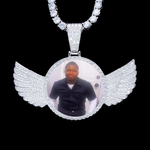 925S & VVS Moissanite 3D Wing Custom Picture Pendant