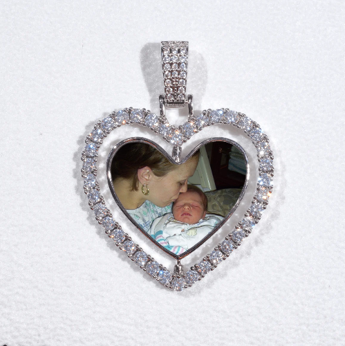 3D Spinning 2-Faced Heart Custom Picture Pendant