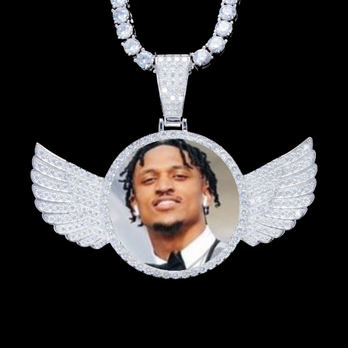 925S & VVS Moissanite 3D Wing Custom Picture Pendant