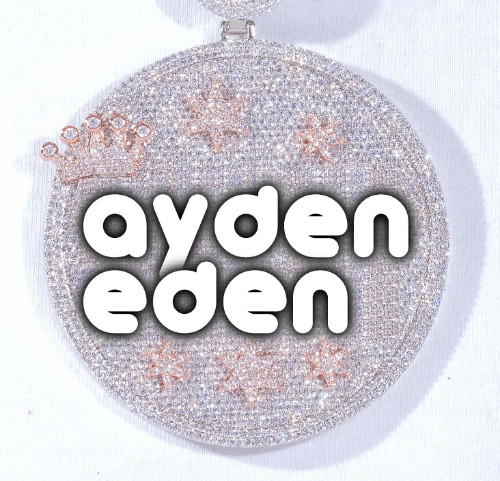 CUSTOM LETTER NECKLACE 3D BIG CROWN DISC