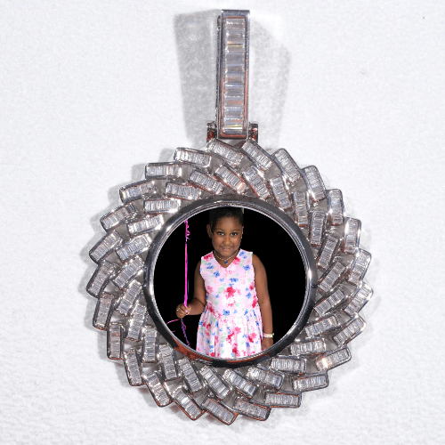 Large 3D Baguette Custom Picture Pendant