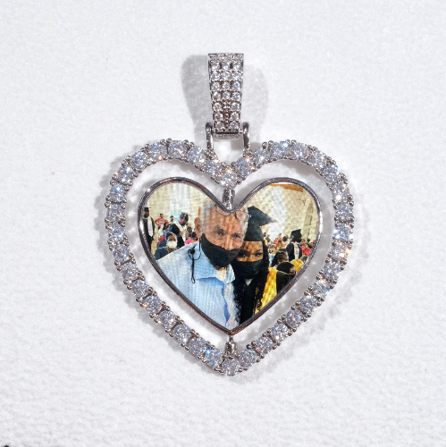 3D Spinning 2-Faced Heart Custom Picture Pendant