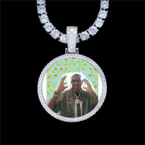 925S & VVS Moissanite 3D Circle Custom Picture Pendant