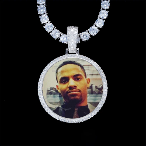 925S & VVS Moissanite 3D Circle Custom Picture Pendant