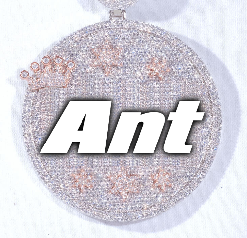 CUSTOM LETTER NECKLACE 3D BIG CROWN DISC