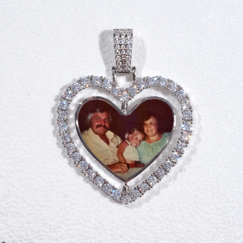 3D Spinning 2-Faced Heart Custom Picture Pendant