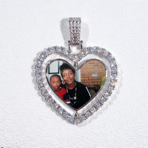 3D Spinning 2-Faced Heart Custom Picture Pendant