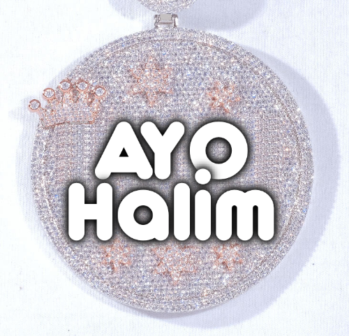 CUSTOM LETTER NECKLACE 3D BIG CROWN DISC