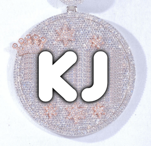 CUSTOM LETTER NECKLACE 3D BIG CROWN DISC