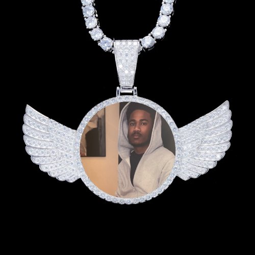925S & VVS Moissanite 3D Wing Custom Picture Pendant