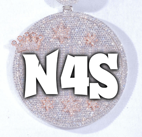 CUSTOM LETTER NECKLACE 3D BIG CROWN DISC