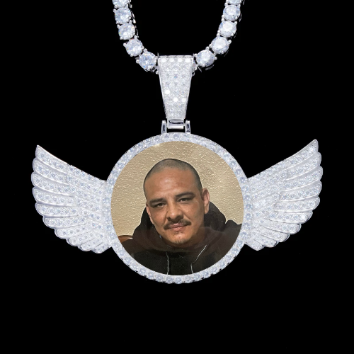 925S & VVS Moissanite 3D Wing Custom Picture Pendant