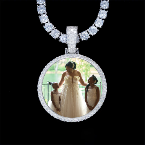 925S & VVS Moissanite 3D Circle Custom Picture Pendant
