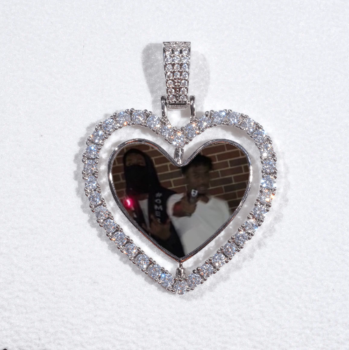3D Spinning 2-Faced Heart Custom Picture Pendant