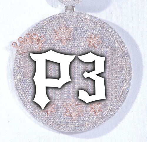 CUSTOM LETTER NECKLACE 3D BIG CROWN DISC