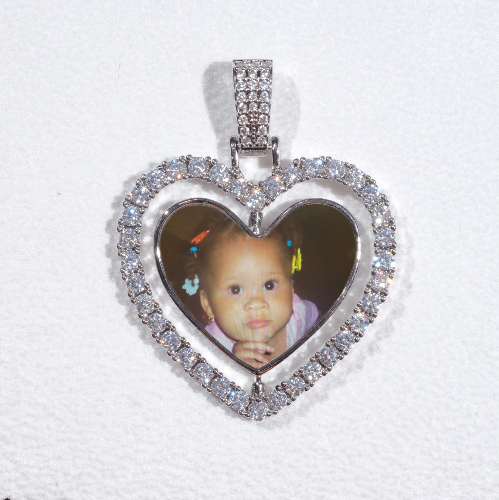 3D Spinning 2-Faced Heart Custom Picture Pendant