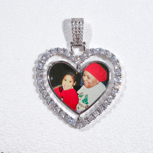 3D Spinning 2-Faced Heart Custom Picture Pendant