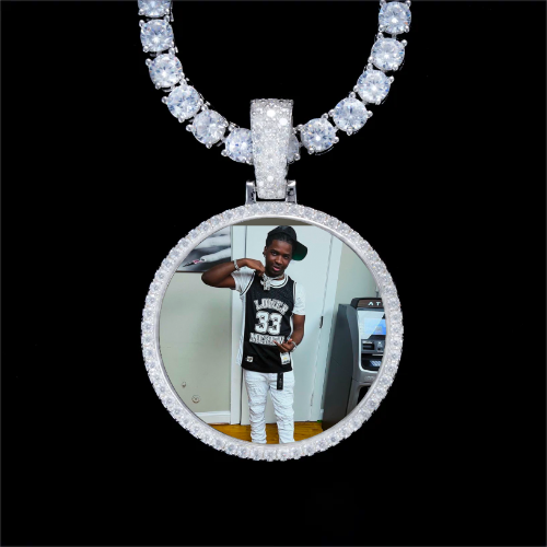 925S & VVS Moissanite 3D Circle Custom Picture Pendant