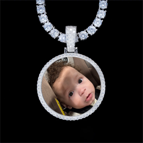 925S & VVS Moissanite 3D Circle Custom Picture Pendant