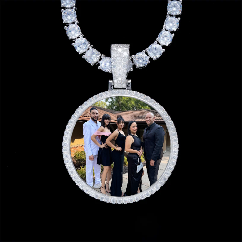 925S & VVS Moissanite 3D Circle Custom Picture Pendant