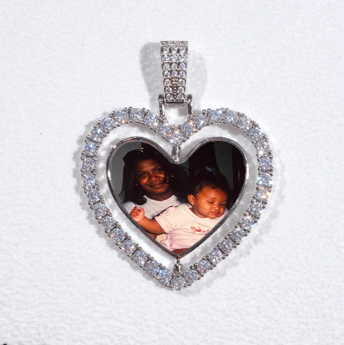 3D Spinning 2-Faced Heart Custom Picture Pendant