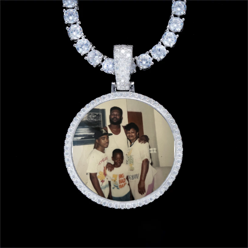 925S & VVS Moissanite 3D Circle Custom Picture Pendant