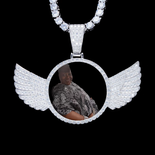 925S & VVS Moissanite 3D Wing Custom Picture Pendant