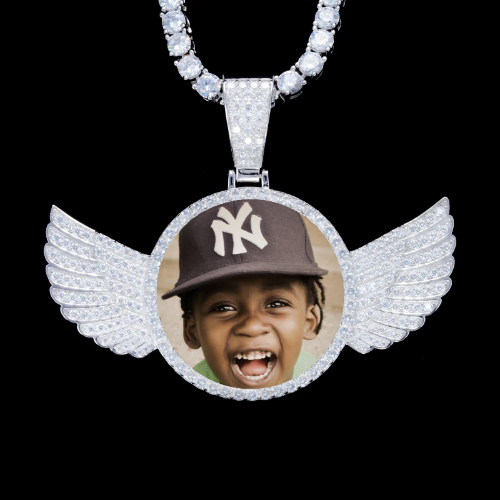 925S & VVS Moissanite 3D Wing Custom Picture Pendant