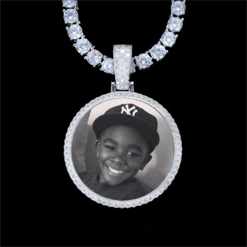 925S & VVS Moissanite 3D Circle Custom Picture Pendant