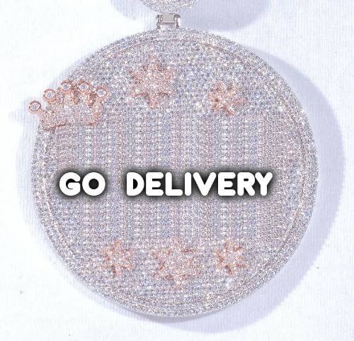 CUSTOM LETTER NECKLACE 3D BIG CROWN DISC