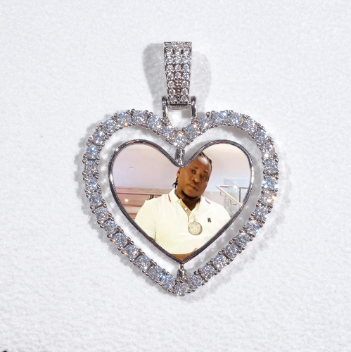 3D Spinning 2-Faced Heart Custom Picture Pendant