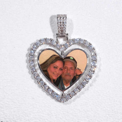 3D Spinning 2-Faced Heart Custom Picture Pendant