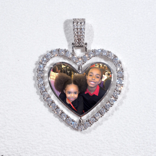 3D Spinning 2-Faced Heart Custom Picture Pendant