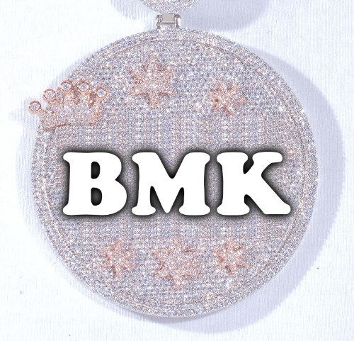 CUSTOM LETTER NECKLACE 3D BIG CROWN DISC