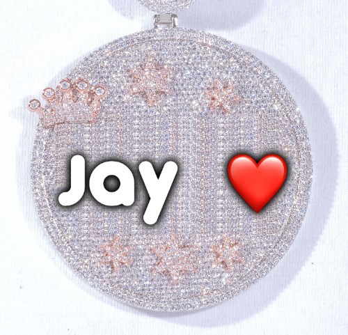CUSTOM LETTER NECKLACE 3D BIG CROWN DISC