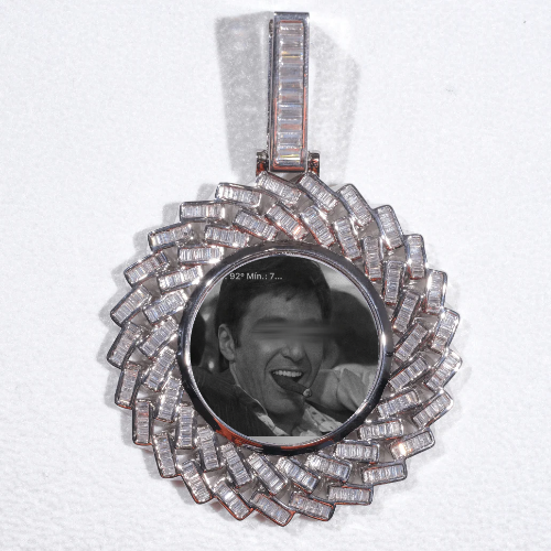 Large 3D Baguette Custom Picture Pendant