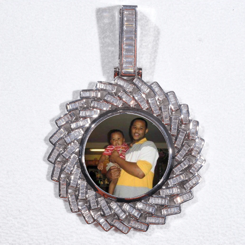 Large 3D Baguette Custom Picture Pendant