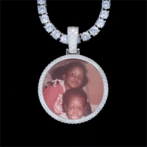 925S & VVS Moissanite 3D Circle Custom Picture Pendant