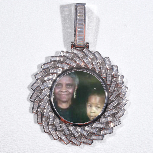 Large 3D Baguette Custom Picture Pendant