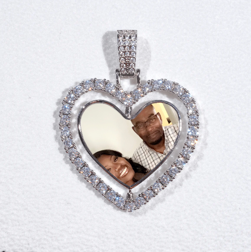 3D Spinning 2-Faced Heart Custom Picture Pendant