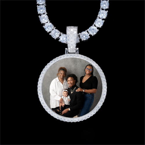 925S & VVS Moissanite 3D Circle Custom Picture Pendant