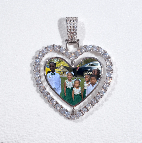 3D Spinning 2-Faced Heart Custom Picture Pendant