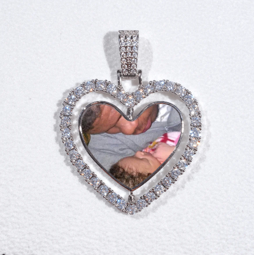 3D Spinning 2-Faced Heart Custom Picture Pendant