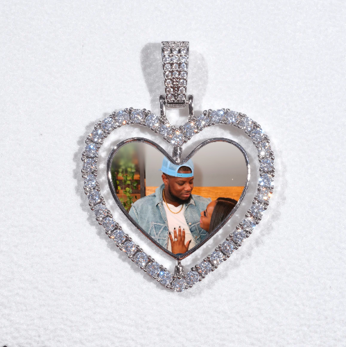 3D Spinning 2-Faced Heart Custom Picture Pendant