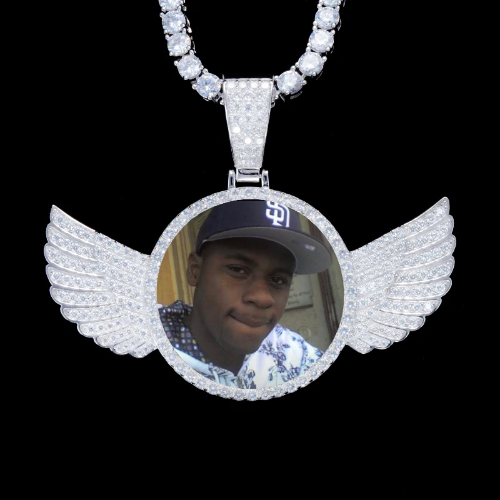 925S & VVS Moissanite 3D Wing Custom Picture Pendant
