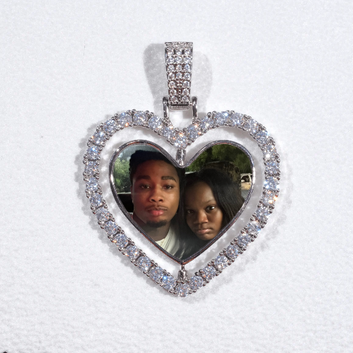 3D Spinning 2-Faced Heart Custom Picture Pendant