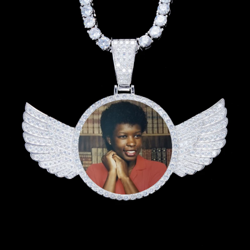 925S & VVS Moissanite 3D Wing Custom Picture Pendant